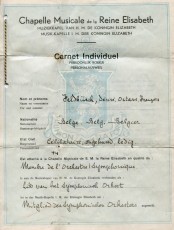 carnet individuel, Chapelle Musicale de la reine Elisabeth 1942-1944