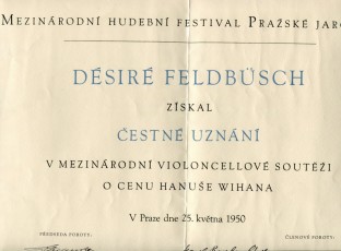 Prix du Public au Concours International de Violoncelle de Prague 1950